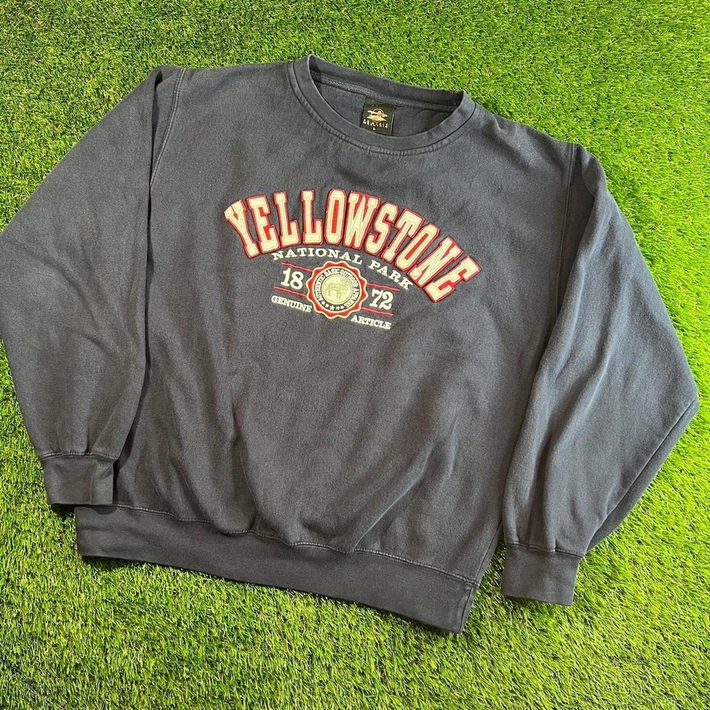 VTG Prairie Mountain Yellowstone National Park Crewneck Sweatshirt Large Outdoor
